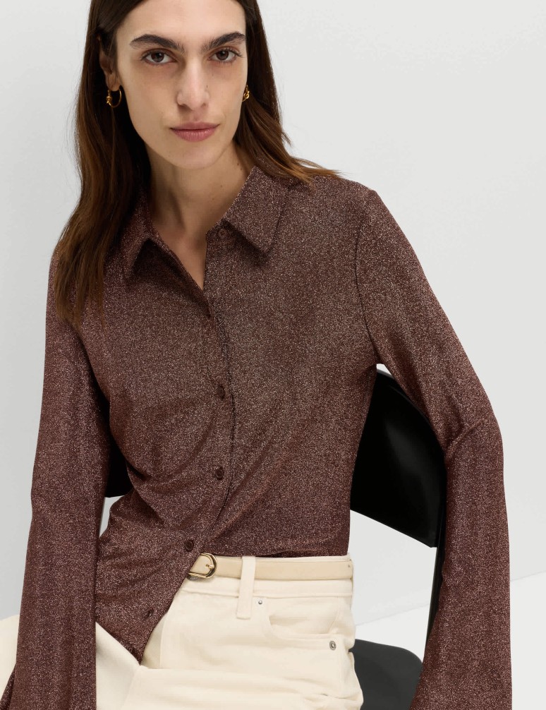 Sparkly Fitted Flute Sleeve Shirt