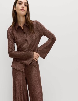 Sparkly Fitted Flute Sleeve Shirt