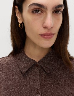 Sparkly Fitted Flute Sleeve Shirt