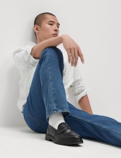 Hladké džíny rovného střihu, z čisté bavlny