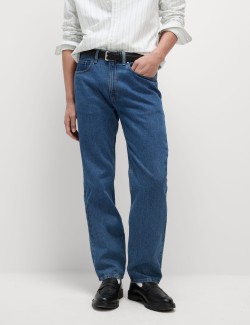 Hladké džíny rovného střihu, z čisté bavlny