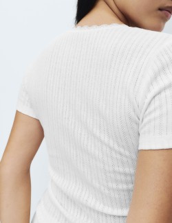 2pk Thermal Short Sleeve Pointelle Tops