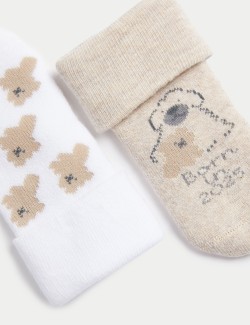 4pk Cotton Rich Patterned Baby Socks (0 - 3 Yrs)