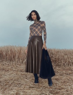 Funnel Neck Long Sleeve Slim Fit Top with Wool