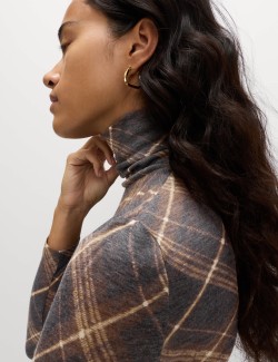 Funnel Neck Long Sleeve Slim Fit Top with Wool