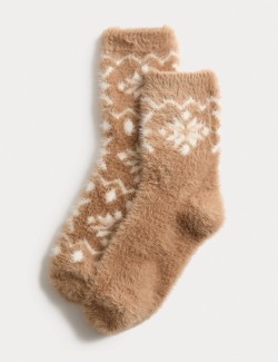 2pk Cosy Fairisle Crew Socks