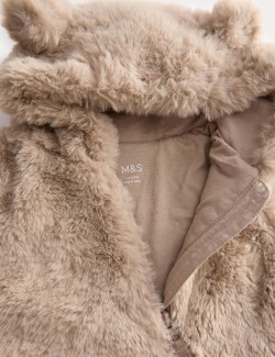 Faux Fur Hooded Pramsuit (0-12 Mths)