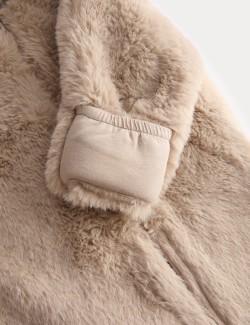 Faux Fur Hooded Pramsuit (0-12 Mths)