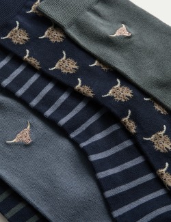5pk Cool & Fresh™ Highland Cow Cotton Rich Socks