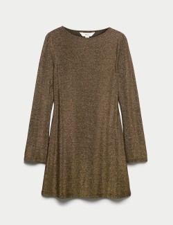 Metallic Mini Shift Dress