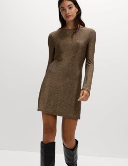 Metallic Mini Shift Dress