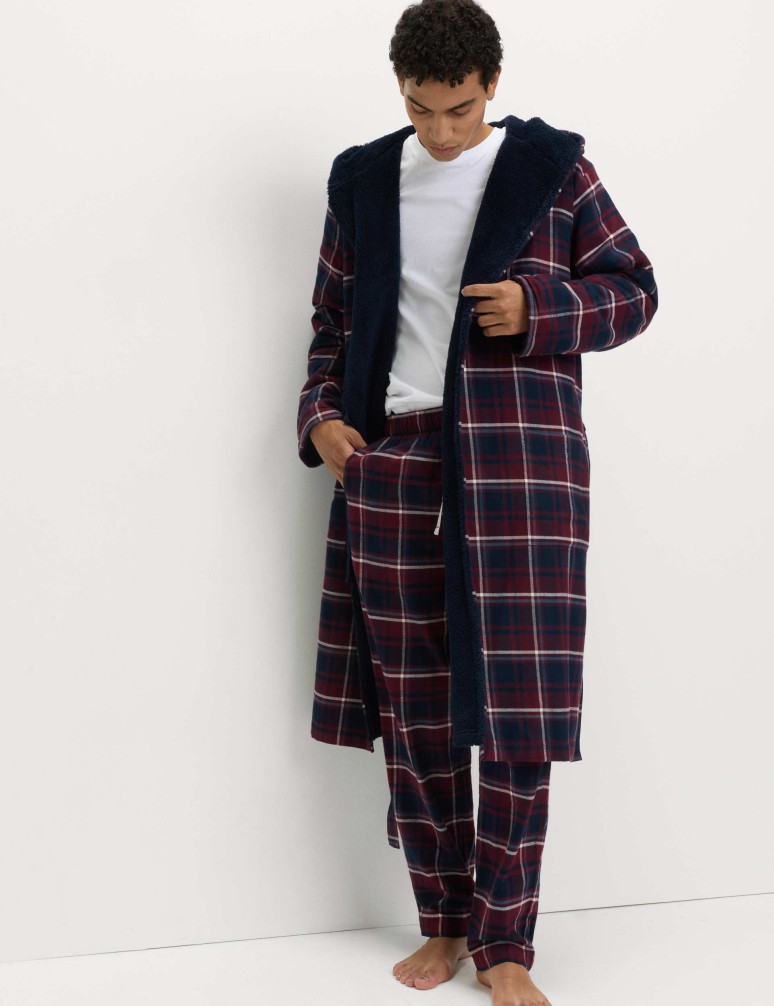 Pure Cotton Checked Dressing Gown