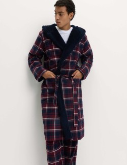 Pure Cotton Checked Dressing Gown