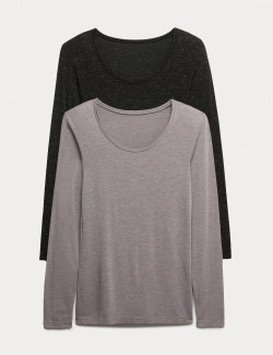 2pk Heatgen™ Light Sparkle Long Sleeve Tops