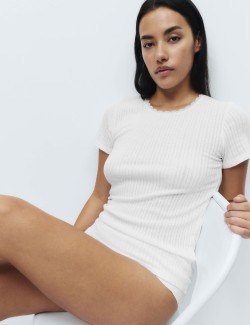 2pk Thermal Short Sleeve Pointelle Tops