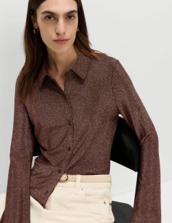 Sparkly Fitted Flute Sleeve Shirt