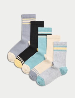 5pk Cotton Rich Calm Surf Sports Socks (6 Small - 7 Large)