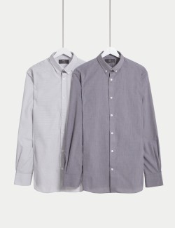2pk Slim Fit Easy Iron Gingham Shirts