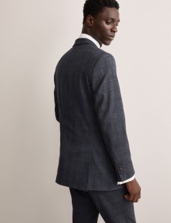 Kostkované sako z italské vlny a lnu, s vysokým podílem hedvábí