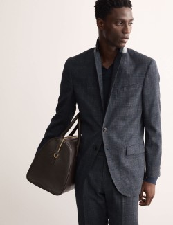 Kostkované sako z italské vlny a lnu, s vysokým podílem hedvábí