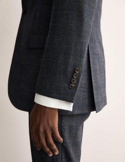 Kostkované sako z italské vlny a lnu, s vysokým podílem hedvábí