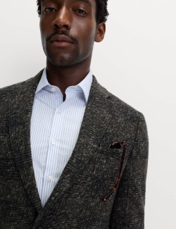 Tailored Fit Wool Blend Check Blazer