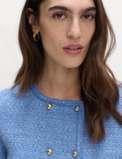 Cotton Blend Textured Knitted Jacket