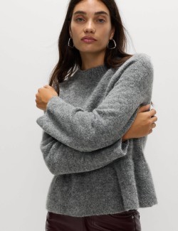 Crew Neck Peplum Jumper with Wool