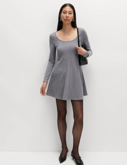 Jersey Cosy Scoop Neck Mini Skater Dress