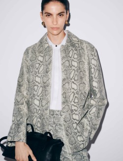 Leather Snakeskin Print Jacket