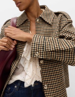 Checked Collared Short Jacket