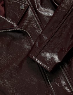 Lesklá motorkářská bunda z umělé kůže (6–16 let)