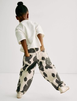 Barrel Leg Pure Cotton Cow Print Jeans (2-10Yrs)