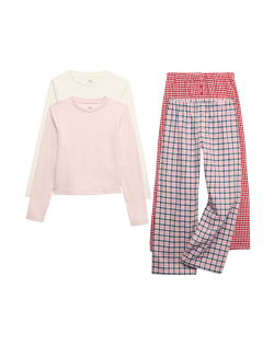 2pk Cotton Rich Checked Pyjama Sets (1-16 Yrs)