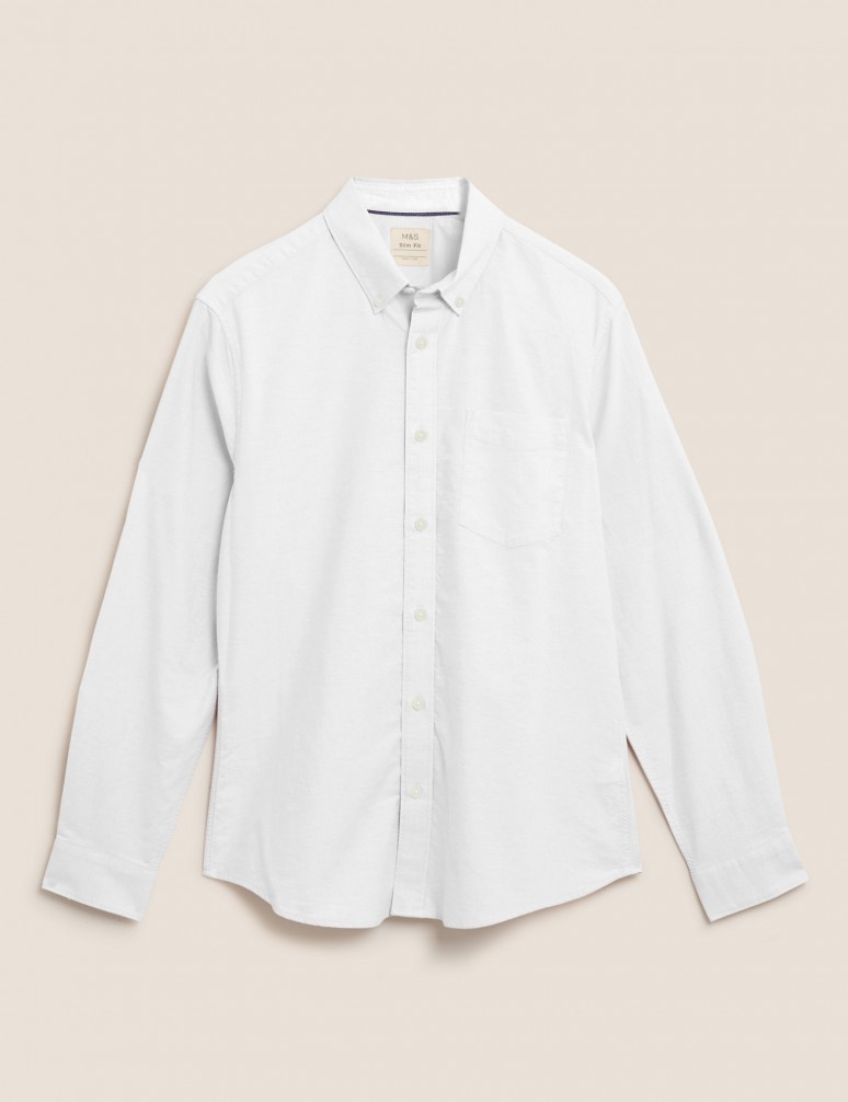 Košile Oxford úzkého střihu, z čisté bavlny