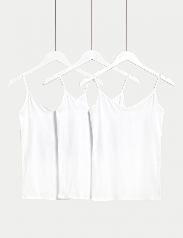 3pk Cotton Rich Strappy Vests