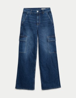 Kapsáčové džíny s vysokým pasem a širokými nohavicemi