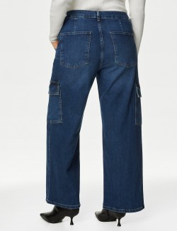Kapsáčové džíny s vysokým pasem a širokými nohavicemi