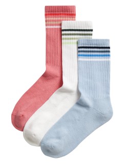3pk Cotton Blend Ankle High Socks