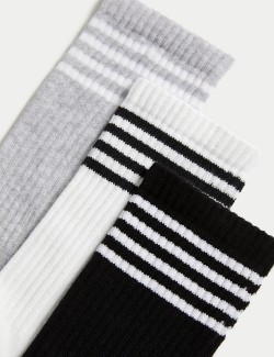 3pk Cotton Blend Ankle High Socks