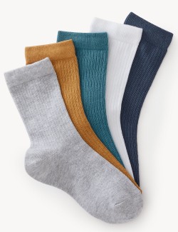 Žebrované ponožky s vysokým podílem bavlny, 5 párů