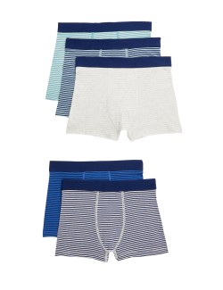 5pk Cotton with Stretch Striped Trunks (5-16 Yrs)