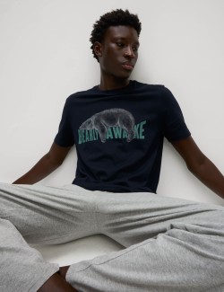 Tričko z čisté bavlny s motivem Bearly Awake