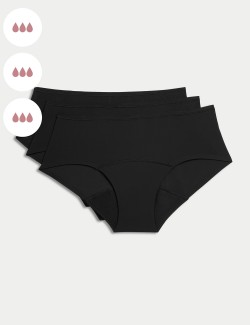 Menstruační šortkové kalhotky bez viditelných lemů, 3 ks s vysokou savostí