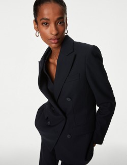 Double Breasted Blazer With Wool