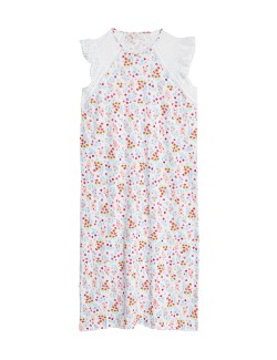 Pure Cotton Floral Broderie Trim Nightdress