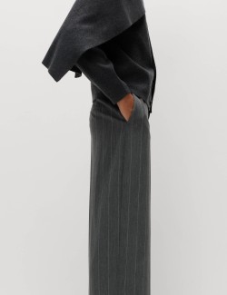 Flannel Pinstripe Wide Leg Trousers