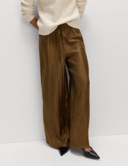 Lyocell Rich Crinkle Wide Leg Trousers