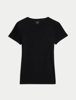 Žebrované tričko úzkého střihu s vysokým podílem bavlny