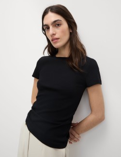 Žebrované tričko úzkého střihu s vysokým podílem bavlny